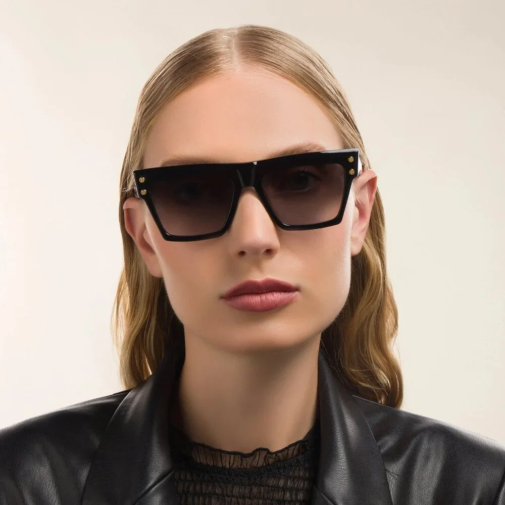 Balmain B-V BPS-121A-54 Men BRAND NEW Sunglasses Titanium Black Gold Grey